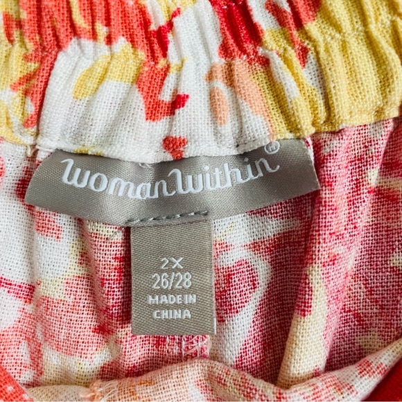 Woman Within 2X Floral A-Line Skirt in yellow and Orange summer casual vacation - Picture 6 of 9